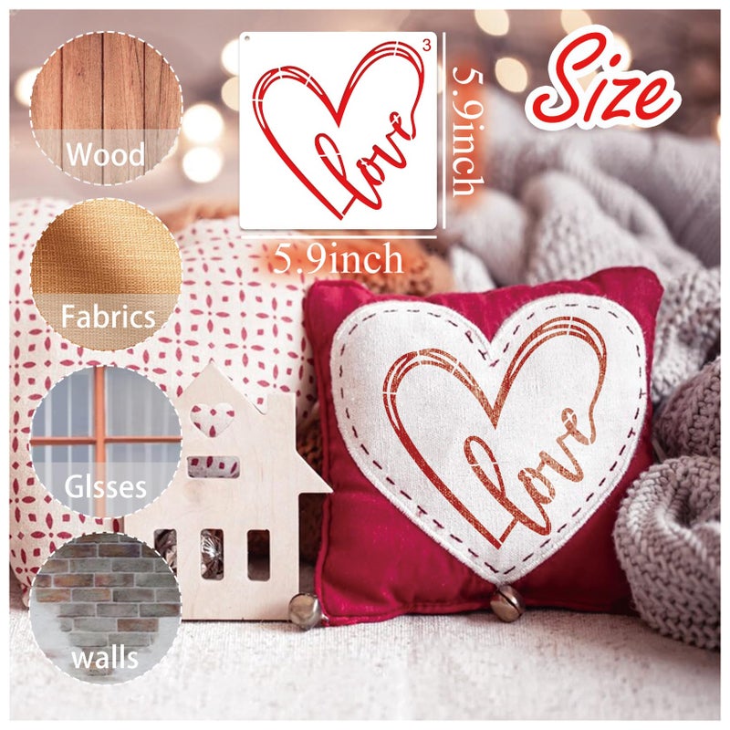 Boqon 16 Pieces Heart Stencils for Crafts Reusable Mixed Media Geometric Stencils for Painting on Canvas Scrapbook Paper Fabric Pillows Card Making (16 Heart) - Image 3